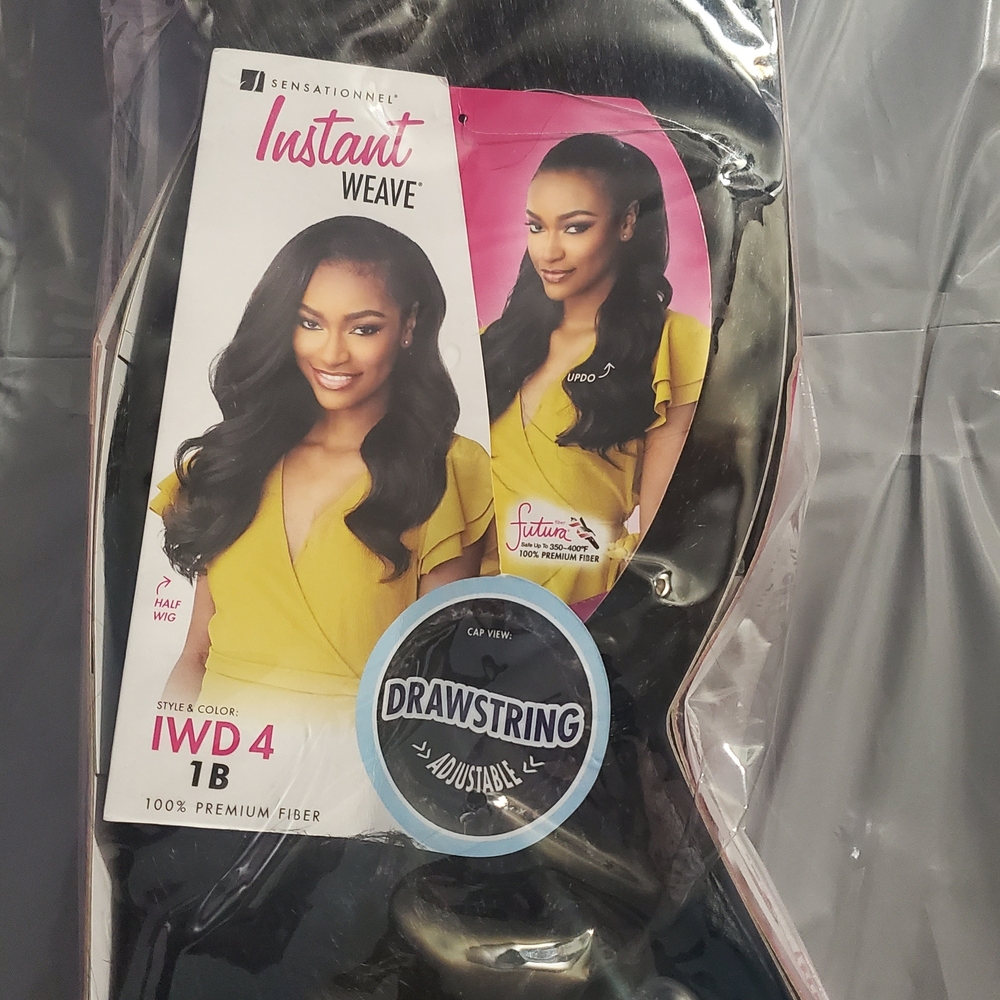: 1B SENSATIONNEL INSTANT WEAVE SYNTHETIC HALF WIG WITH DRAWSTRING CAP - IWD 4